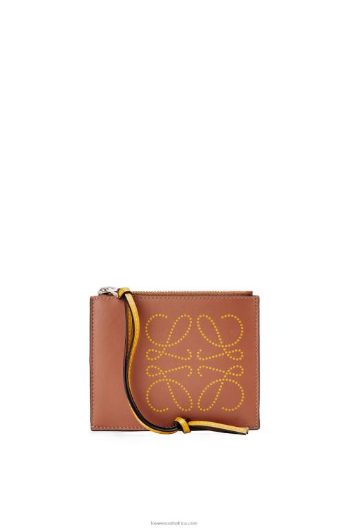 Loewe Women Brand coin cardholder in classic calfskin 206XF1392 Tan/Ochre