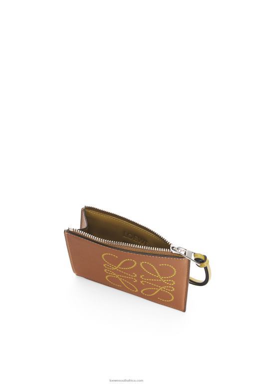 Loewe Women Brand coin cardholder in classic calfskin 206XF1392 Tan/Ochre