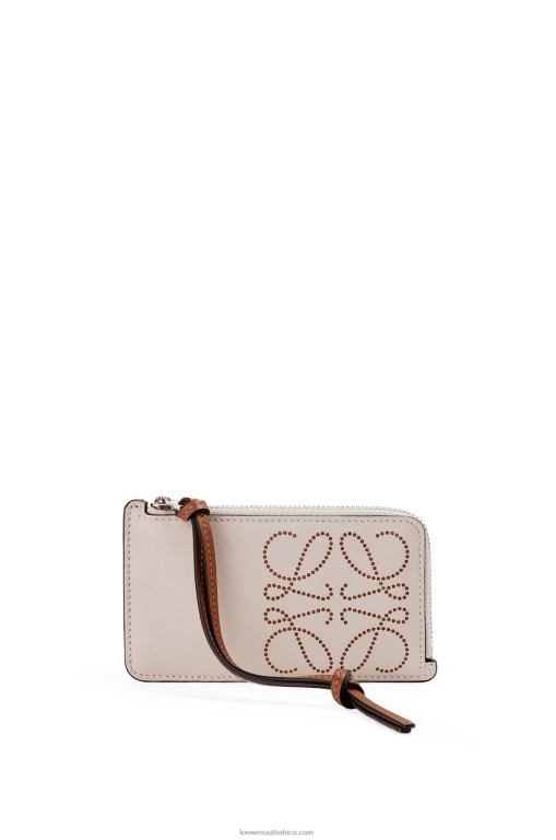 Loewe Women Brand coin cardholder in classic calfskin 206XF1407 Light Oat/Tan