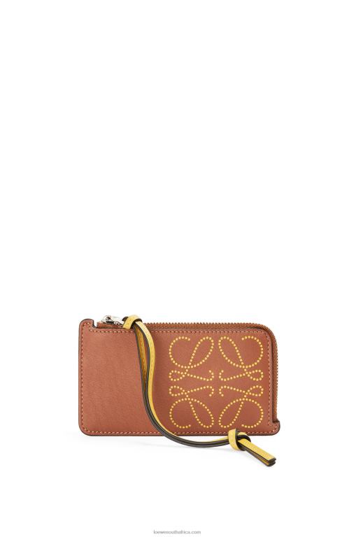 Loewe Women Brand coin cardholder in classic calfskin 206XF1418 Tan/Ochre