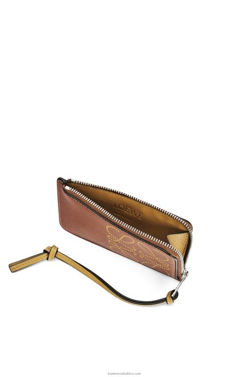 Loewe Women Brand coin cardholder in classic calfskin 206XF1418 Tan/Ochre