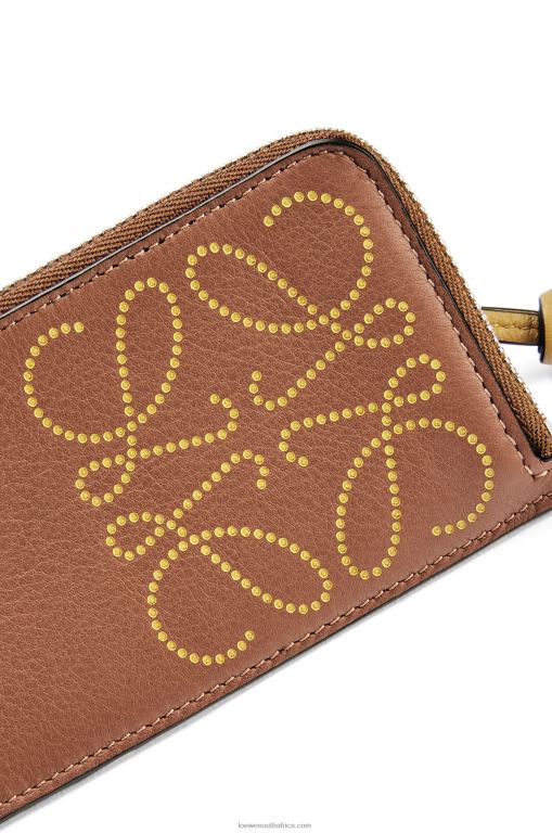 Loewe Women Brand coin cardholder in classic calfskin 206XF1418 Tan/Ochre