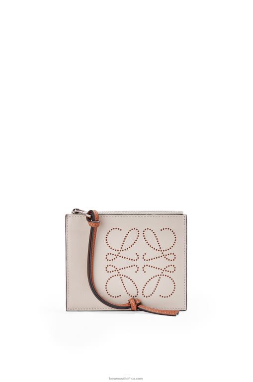 Loewe Women Brand coin cardholder in classic calfskin 206XF1420 Light Oat/Tan