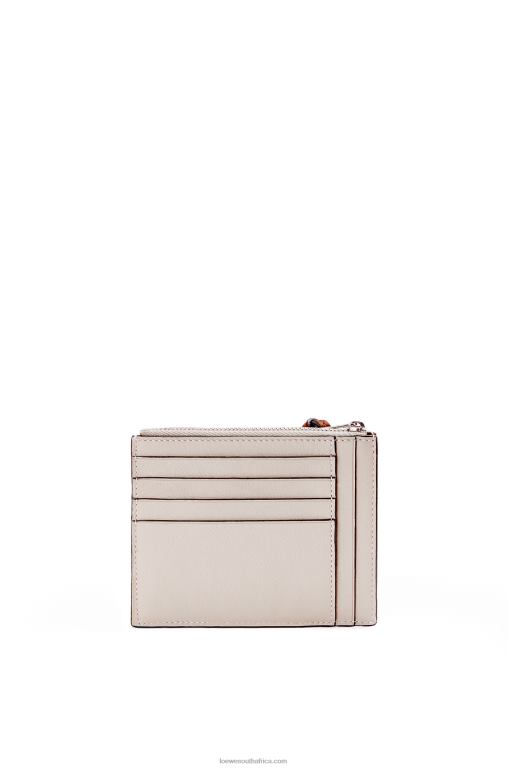 Loewe Women Brand coin cardholder in classic calfskin 206XF1420 Light Oat/Tan