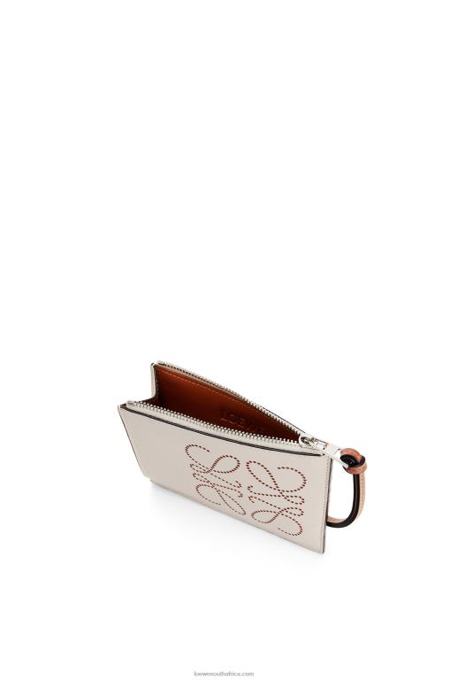 Loewe Women Brand coin cardholder in classic calfskin 206XF1420 Light Oat/Tan
