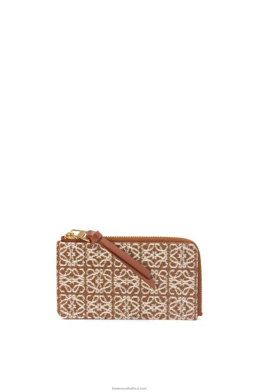Loewe Women Coin cardholder in jacquard and calfskin 206XF1389 Tan/Pecan