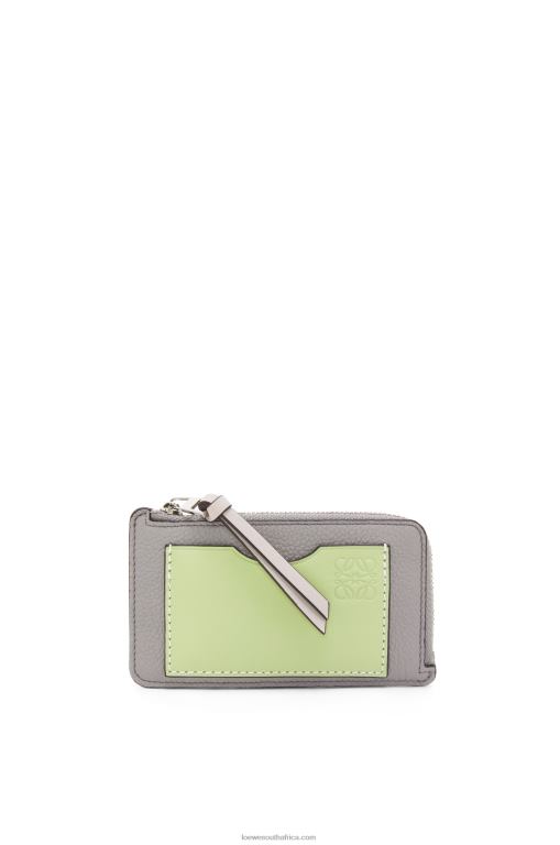 Loewe Women Coin cardholder in soft grained calfskin 206XF1336 Pearl Grey/Light Pale Green