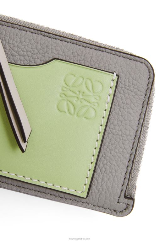 Loewe Women Coin cardholder in soft grained calfskin 206XF1336 Pearl Grey/Light Pale Green