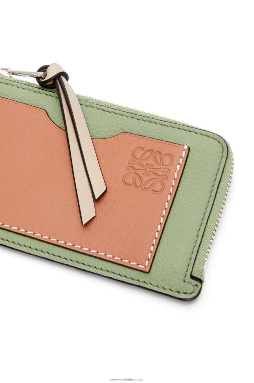 Loewe Women Coin cardholder in soft grained calfskin 206XF1338 Rosemary/Tan