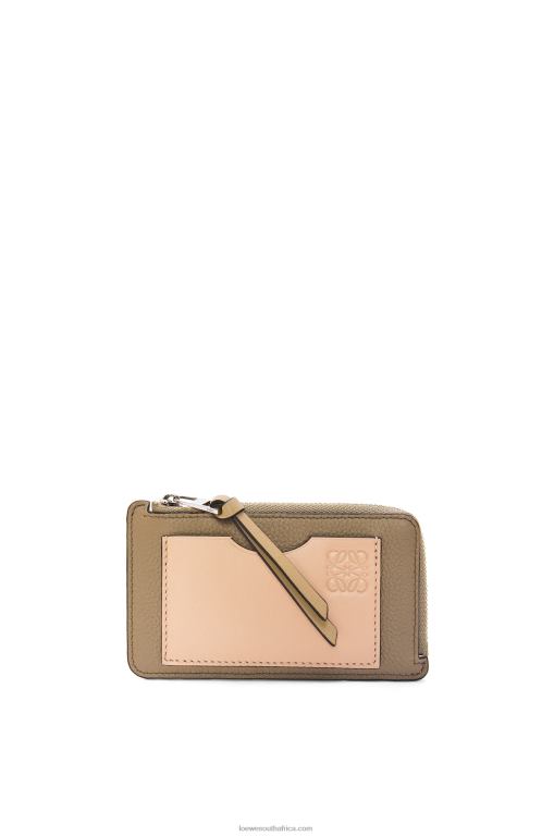 Loewe Women Coin cardholder in soft grained calfskin 206XF1344 Artichoke Green/Dusty Beige