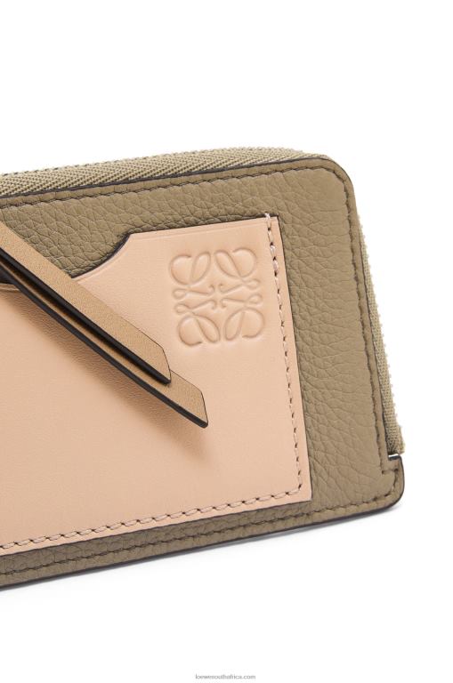 Loewe Women Coin cardholder in soft grained calfskin 206XF1344 Artichoke Green/Dusty Beige