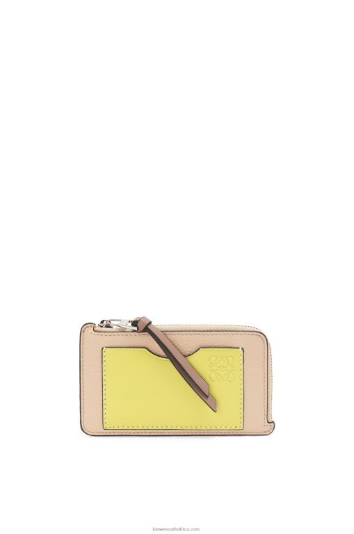 Loewe Women Coin cardholder in soft grained calfskin 206XF1393 Nude/Citronelle