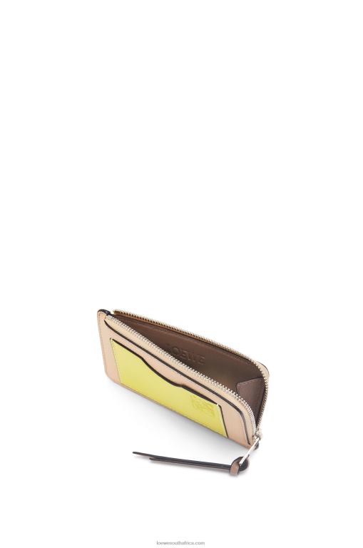 Loewe Women Coin cardholder in soft grained calfskin 206XF1393 Nude/Citronelle