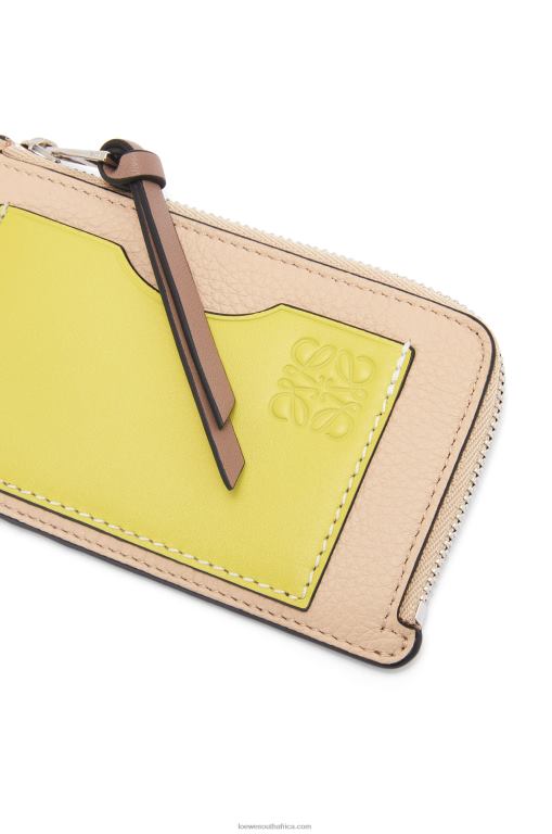 Loewe Women Coin cardholder in soft grained calfskin 206XF1393 Nude/Citronelle