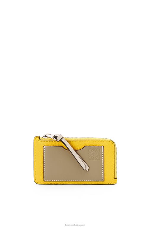 Loewe Women Coin cardholder in soft grained calfskin 206XF1394 Yellow/Clay Green