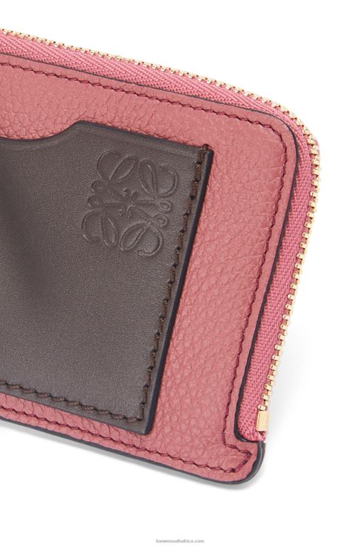 Loewe Women Coin cardholder in soft grained calfskin 206XF1395 Plumrose/Chocolate