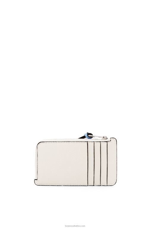 Loewe Women Coin cardholder in soft grained calfskin 206XF1416 Soft White/Lime Yellow