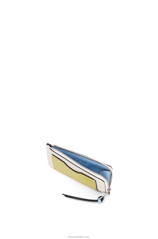 Loewe Women Coin cardholder in soft grained calfskin 206XF1416 Soft White/Lime Yellow