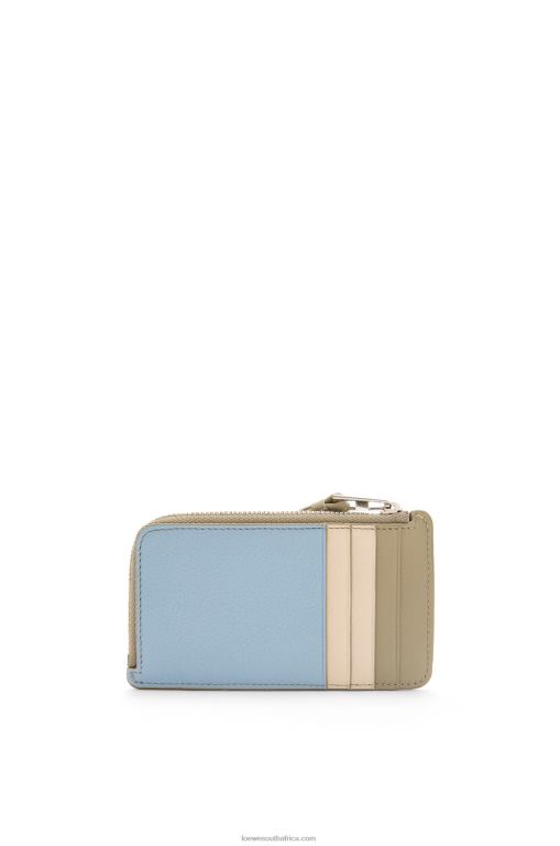 Loewe Women Puzzle coin cardholder in classic calfskin 206XF1325 Dusty Blue/Sage Green