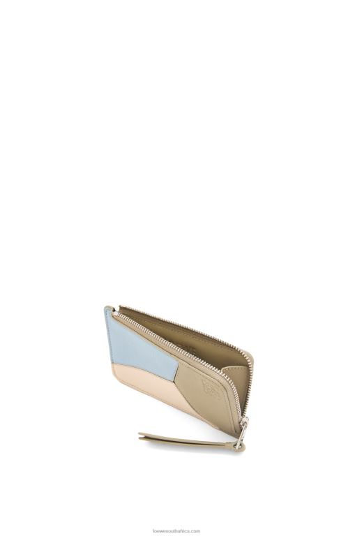 Loewe Women Puzzle coin cardholder in classic calfskin 206XF1325 Dusty Blue/Sage Green