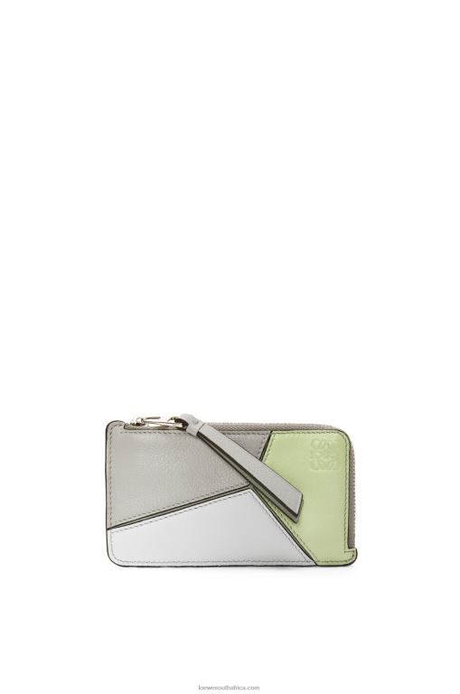 Loewe Women Puzzle coin cardholder in classic calfskin 206XF1348 Ash Grey/Light Celadon
