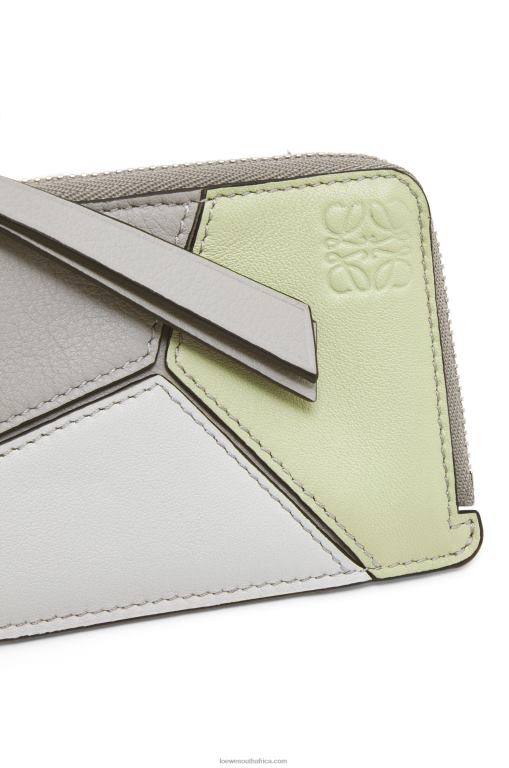 Loewe Women Puzzle coin cardholder in classic calfskin 206XF1348 Ash Grey/Light Celadon