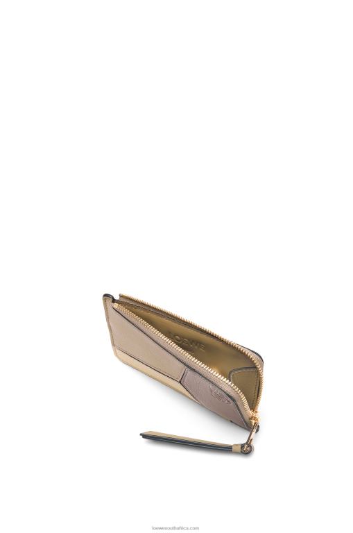 Loewe Women Puzzle coin cardholder in classic calfskin 206XF1369 Clay Green/Butter