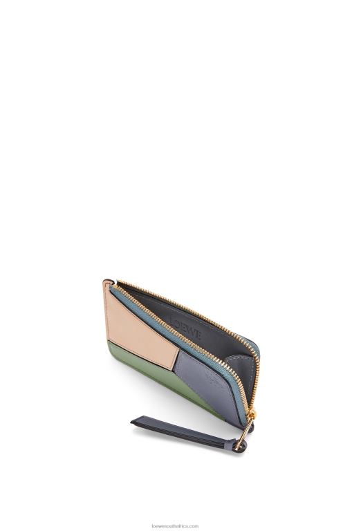 Loewe Women Puzzle coin cardholder in classic calfskin 206XF1409 Asphalt Grey/Nude