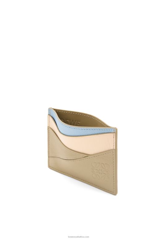 Loewe Women Puzzle plain cardholder in classic calfskin 206XF1327 Dusty Blue/Sage Green