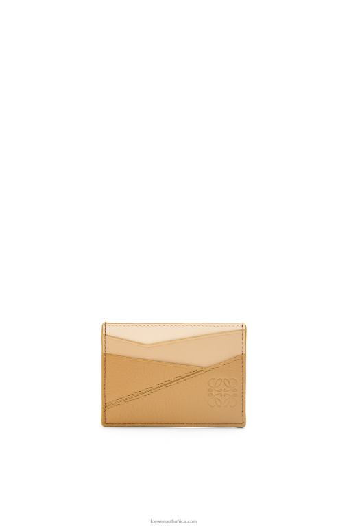 Loewe Women Puzzle plain cardholder in classic calfskin 206XF1328 Angora/Dusty Beige