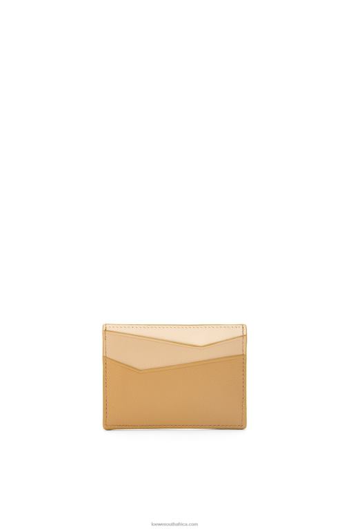Loewe Women Puzzle plain cardholder in classic calfskin 206XF1328 Angora/Dusty Beige