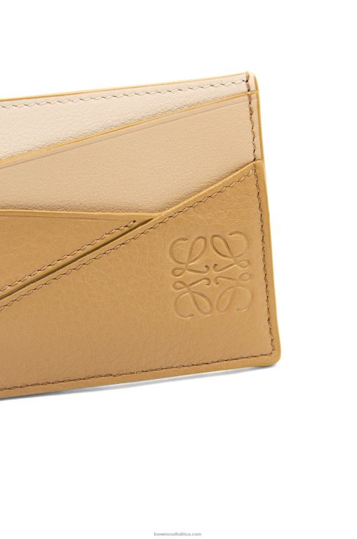 Loewe Women Puzzle plain cardholder in classic calfskin 206XF1328 Angora/Dusty Beige