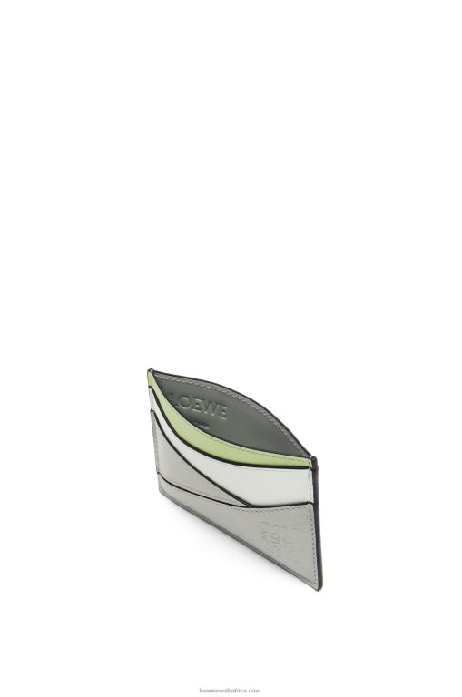 Loewe Women Puzzle plain cardholder in classic calfskin 206XF1363 Ash Grey/Light Celadon