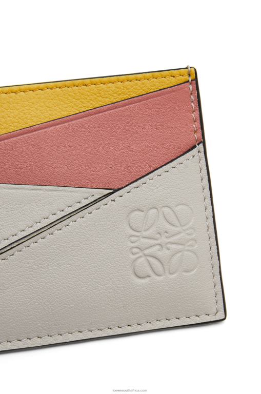 Loewe Women Puzzle plain cardholder in classic calfskin 206XF1364 Ghost/Peach Bloom