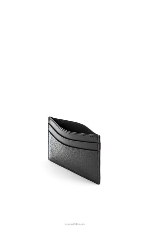 Loewe Women Repeat plain cardholder in embossed silk calfskin 206XF1360 Black
