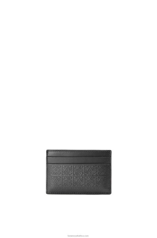 Loewe Women Repeat plain cardholder in embossed silk calfskin 206XF1360 Black