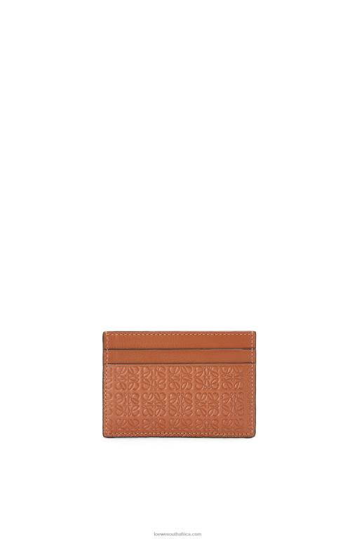 Loewe Women Repeat plain cardholder in embossed silk calfskin 206XF1400 Tan