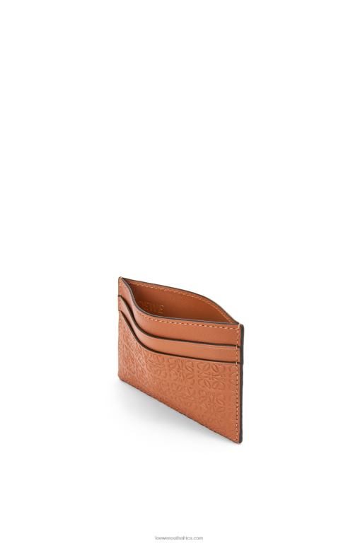 Loewe Women Repeat plain cardholder in embossed silk calfskin 206XF1400 Tan