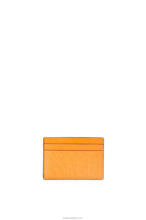 Loewe Women Repeat plain cardholder in embossed silk calfskin 206XF1404 Mandarin