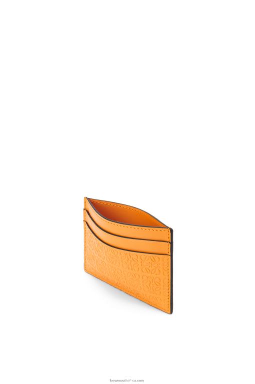 Loewe Women Repeat plain cardholder in embossed silk calfskin 206XF1404 Mandarin