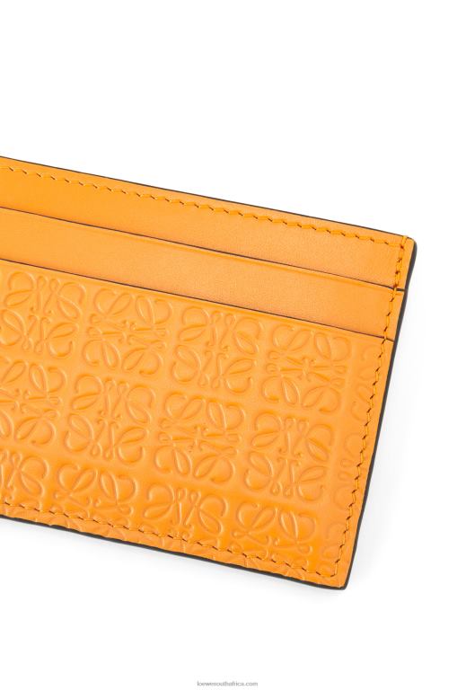 Loewe Women Repeat plain cardholder in embossed silk calfskin 206XF1404 Mandarin