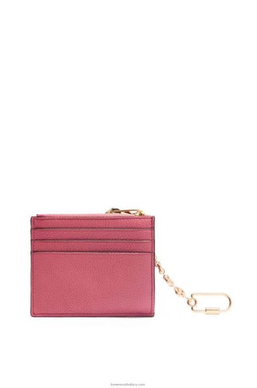 Loewe Women Square cardholder in soft grained calfskin with chain 206XF1379 Plumrose/Chocolate
