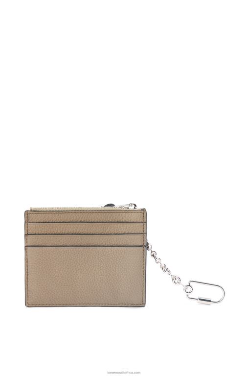 Loewe Women Square cardholder in soft grained calfskin with chain 206XF1382 Laurel Green/Ochre