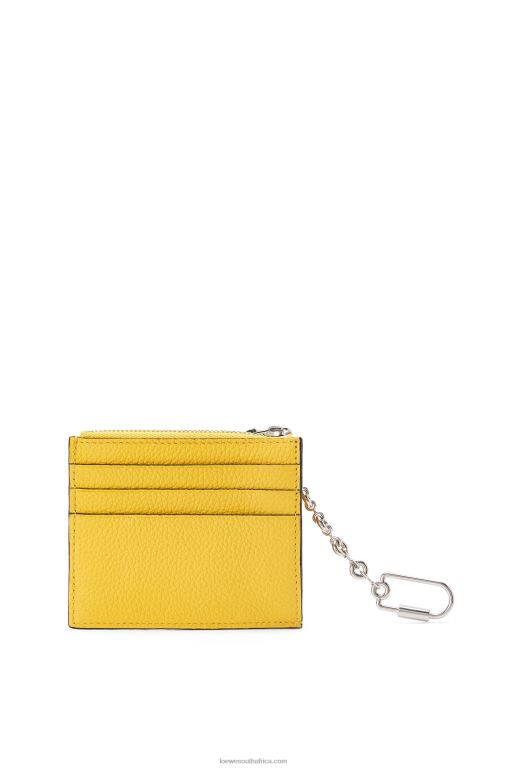 Loewe Women Square cardholder in soft grained calfskin with chain 206XF1383 Yellow/Clay Green