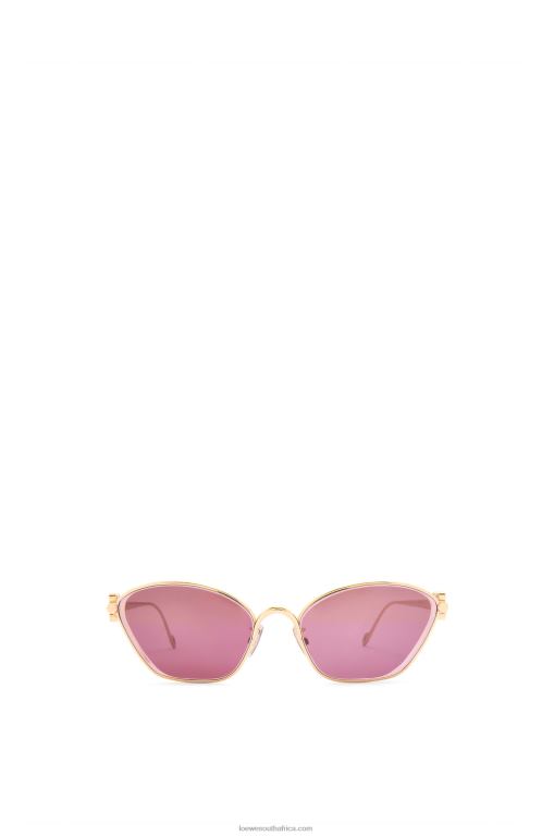 Loewe Women Anagram hexagonal sunglasses in metal 206XF1445 Burgundy