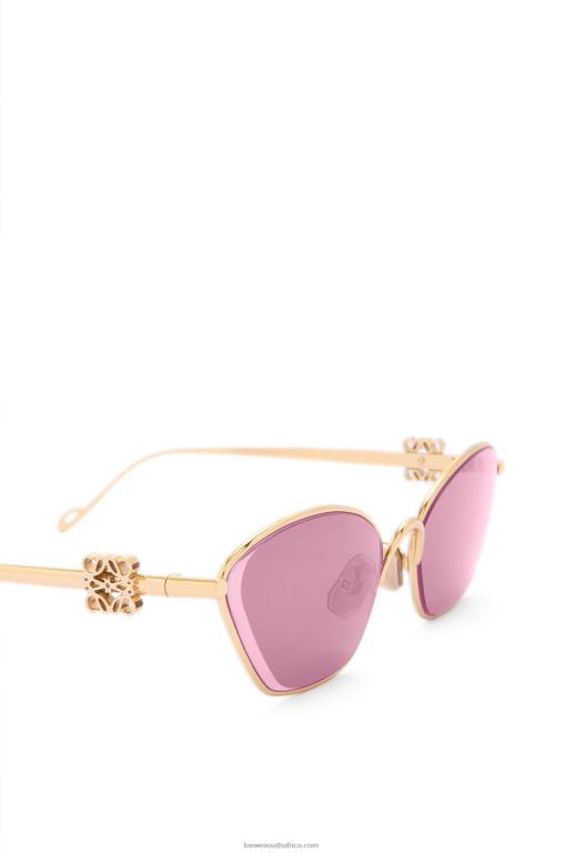 Loewe Women Anagram hexagonal sunglasses in metal 206XF1445 Burgundy