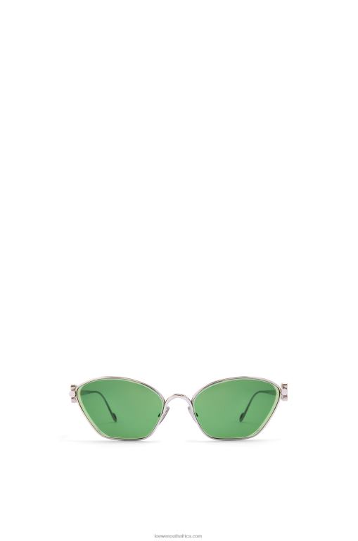 Loewe Women Anagram hexagonal sunglasses in metal 206XF1446 Dark Green