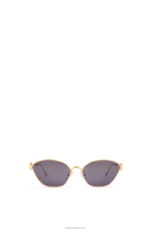 Loewe Women Anagram hexagonal sunglasses in metal 206XF1447 Smoke/Moka