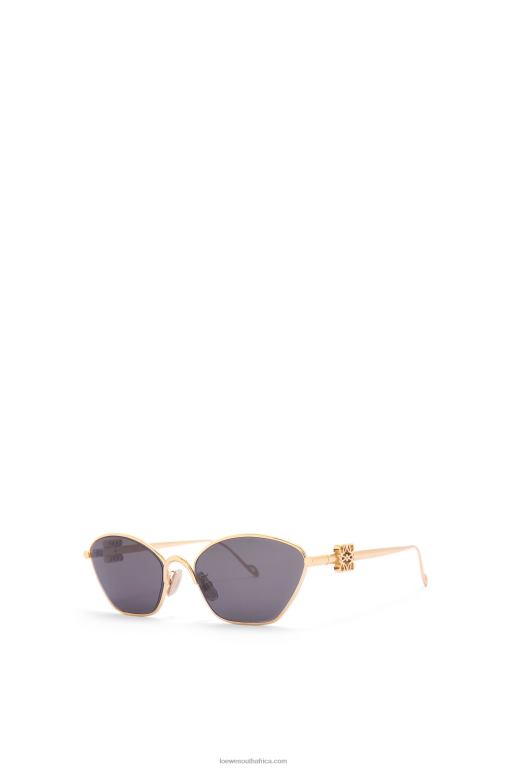 Loewe Women Anagram hexagonal sunglasses in metal 206XF1447 Smoke/Moka