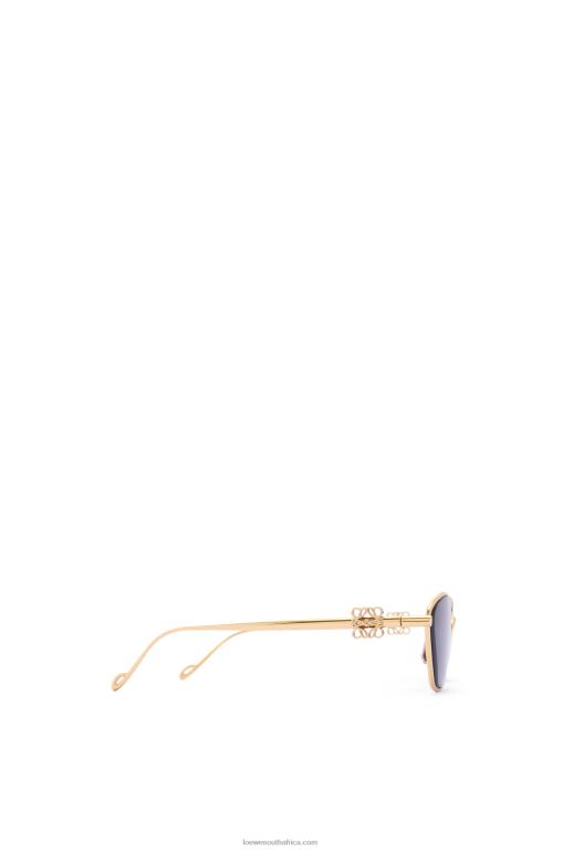 Loewe Women Anagram hexagonal sunglasses in metal 206XF1447 Smoke/Moka